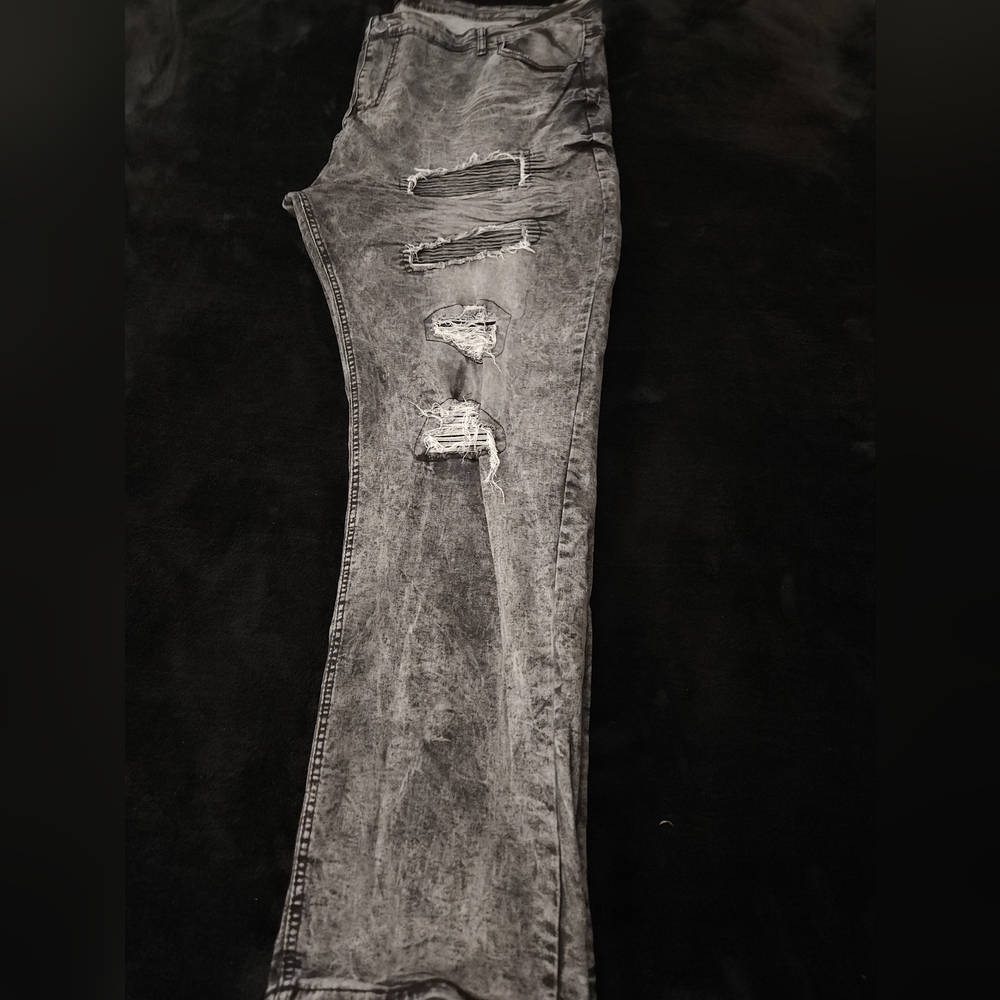 Encrypted Big And Tall Distressed Denim Jeans